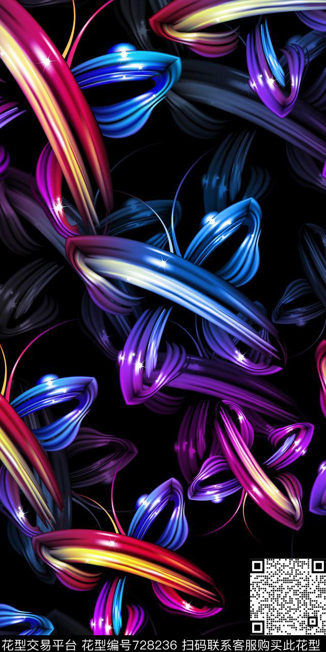 线条东南亚抽象数码印花华亿平台下载（图片编号: 728236） - 瓦栏（Walan）