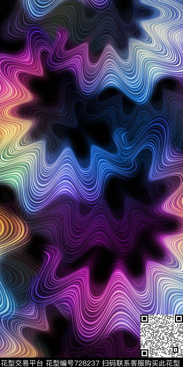 线条东南亚抽象数码印花华亿平台下载（图片编号: 728237） - 瓦栏（Walan）