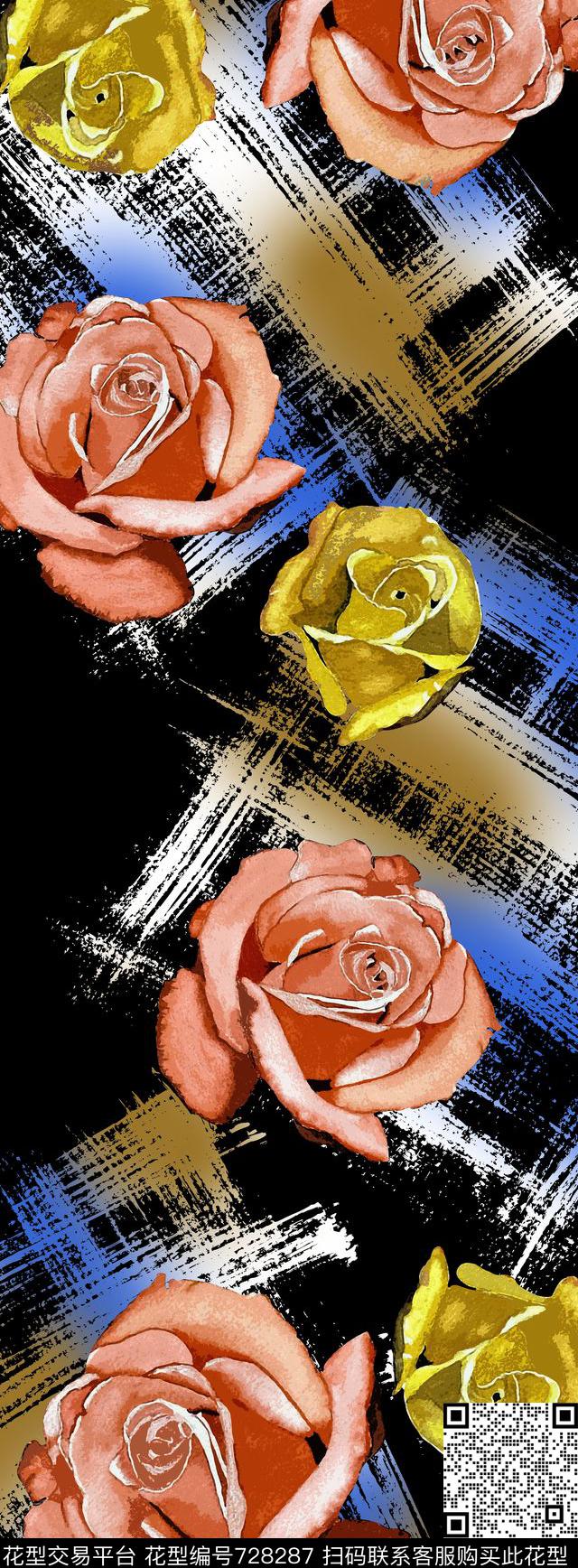 花卉肌理丝巾长巾数码印花华亿平台下载（图片编号: 728287） - 瓦栏（Walan）