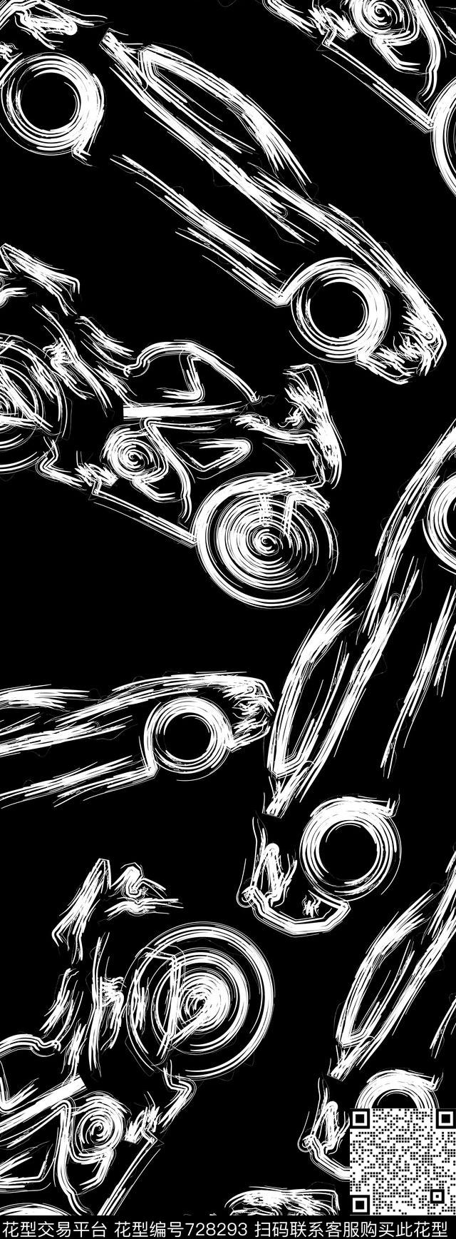 卡通汽车摩托车传统印花华亿平台下载（图片编号: 728293） - 瓦栏（Walan）