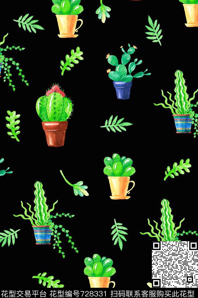 花卉植物多肉数码印花华亿平台下载（图片编号: 728331） - 瓦栏（Walan）