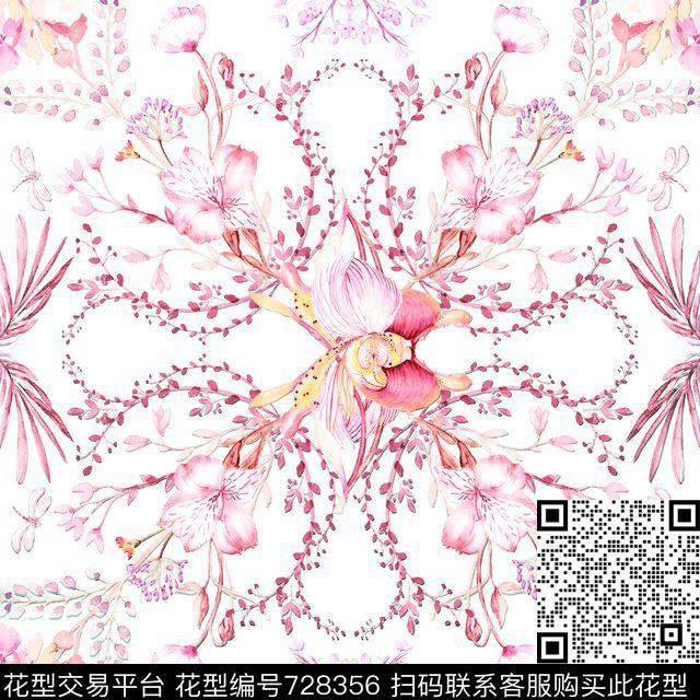 花卉百合藤蔓数码印花华亿平台下载（图片编号: 728356） - 瓦栏（Walan）