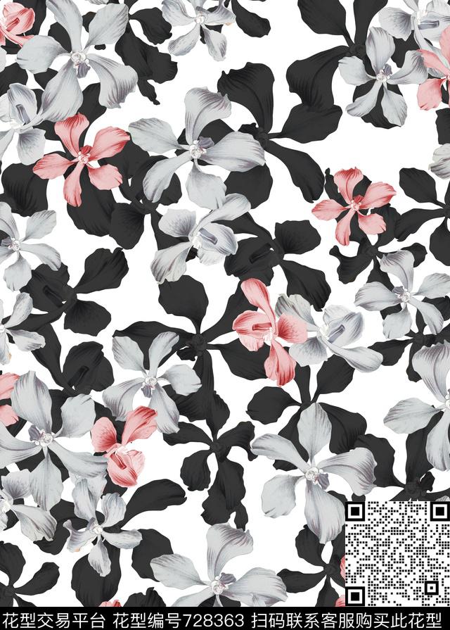乱花花朵花卉数码印花华亿平台下载（图片编号: 728363） - 瓦栏（Walan）