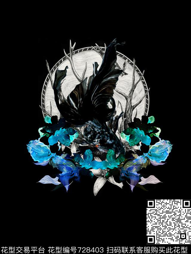 抽象手绘鱼水彩画花卉数码印花时尚潮流男装定位T恤印花欧美复古大牌印花数码印花华亿平台下载（图片编号: 728403） - 瓦栏（Walan）