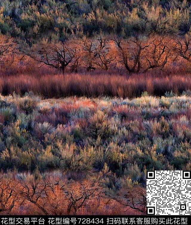 抽象手绘风景森林数码印花是潮流女装裙子长裙彩绘印花欧美复古大牌男装夹克外套纹理印花数码印花华亿平台下载（图片编号: 728434） - 瓦栏（Walan）