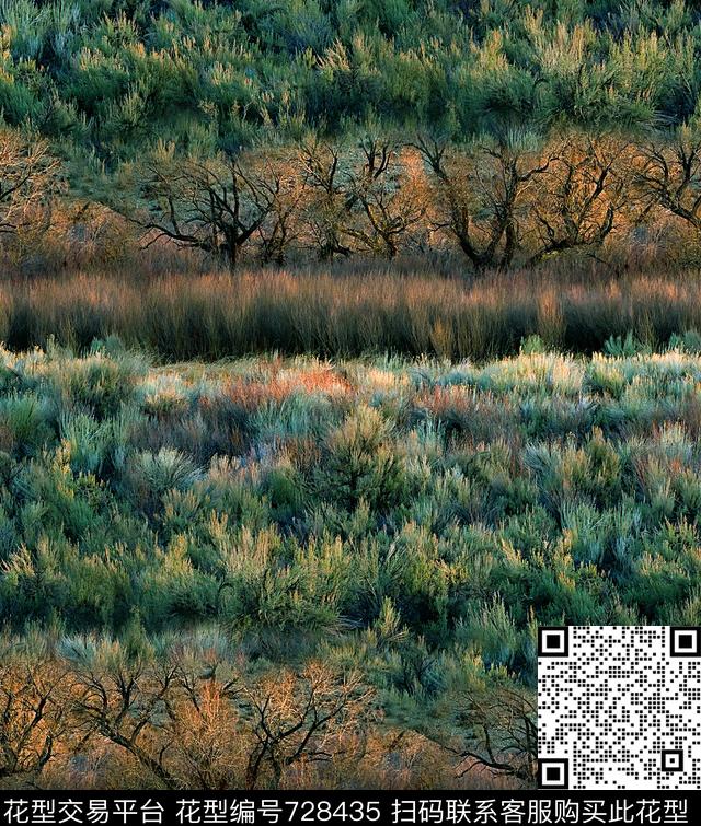 抽象手绘风景森林数码印花是潮流女装裙子长裙彩绘印花欧美复古大牌男装夹克外套纹理印花数码印花华亿平台下载（图片编号: 728435） - 瓦栏（Walan）