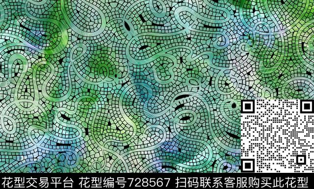 趣味七彩迷宫马赛克数码印花华亿平台下载（图片编号: 728567） - 瓦栏（Walan）