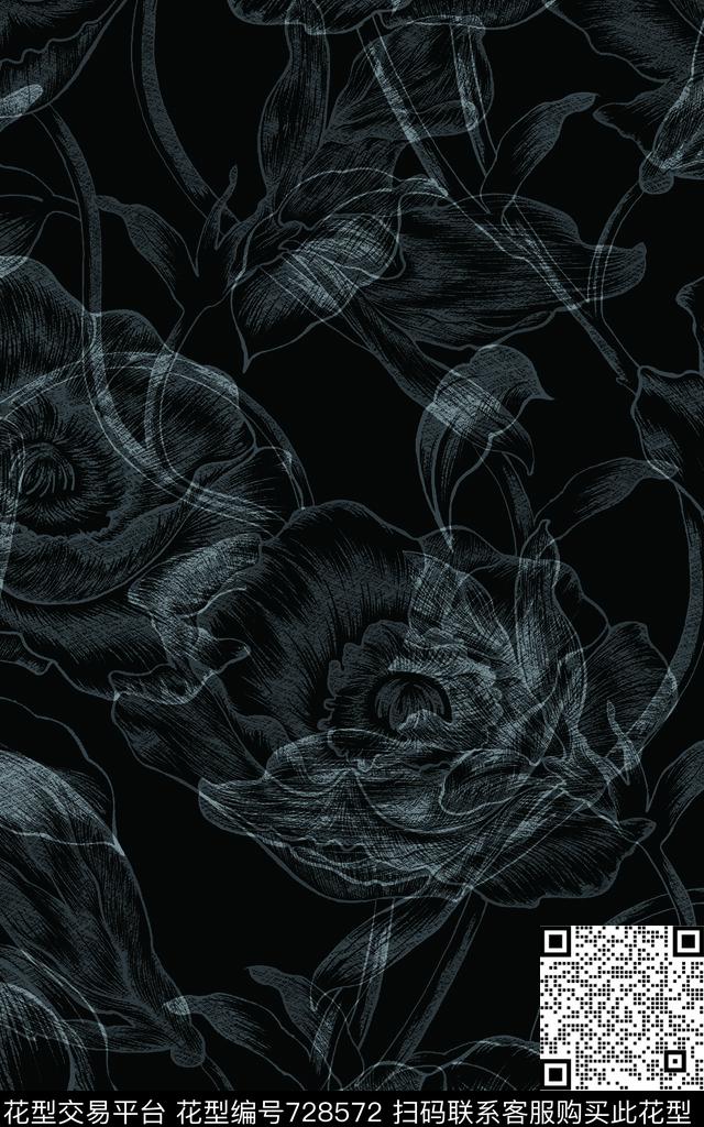 格子抽象花卉数码印花华亿平台下载（图片编号: 728572） - 瓦栏（Walan）