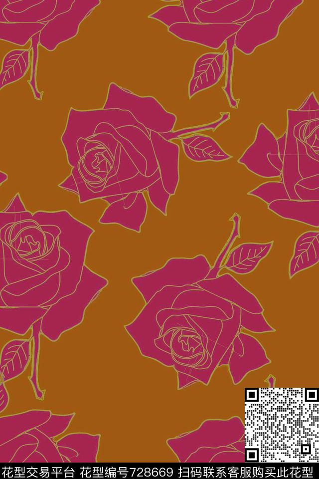 血红花卉透明花数码印花华亿平台下载（图片编号: 728669） - 瓦栏（Walan）