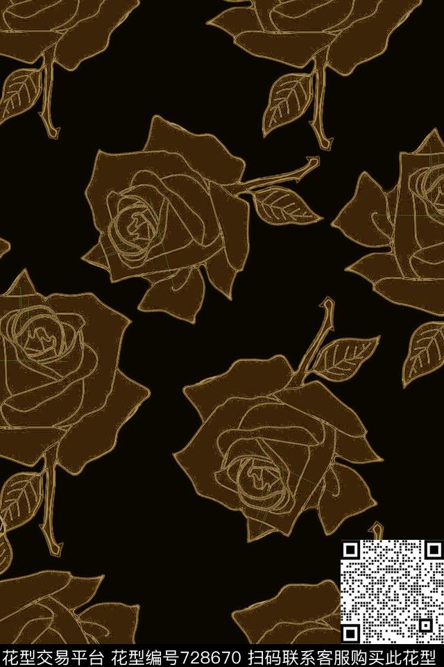 血红花卉透明花数码印花华亿平台下载（图片编号: 728670） - 瓦栏（Walan）