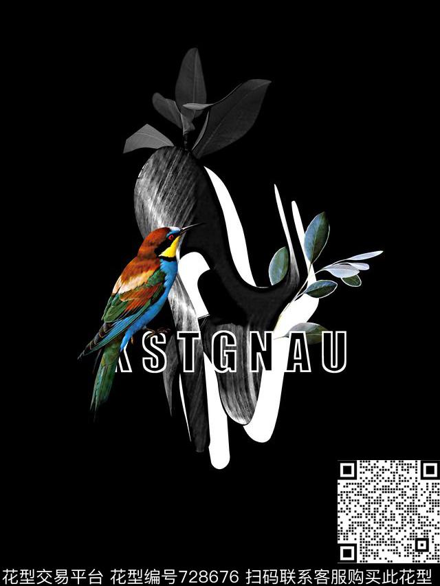 花卉鸟男装T恤华亿平台数码印花华亿平台下载（图片编号: 728676） - 瓦栏（Walan）