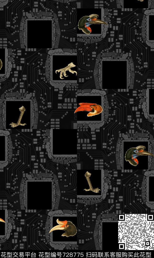 抽象简洁几何休闲男装数码印花华亿平台下载（图片编号: 728775） - 瓦栏（Walan）