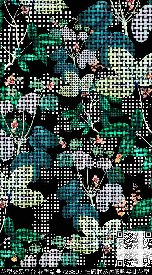 编织抽象创意数码印花华亿平台下载（图片编号: 728807） - 瓦栏（Walan）