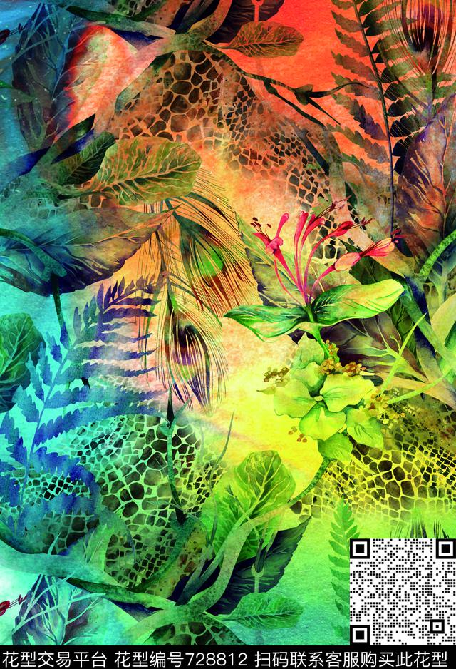 花卉花瓣香云纱数码印花华亿平台下载（图片编号: 728812） - 瓦栏（Walan）
