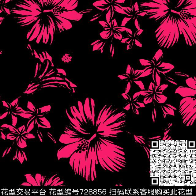 热带新手法畫法雙色印花传统印花华亿平台下载（图片编号: 728856） - 瓦栏（Walan）