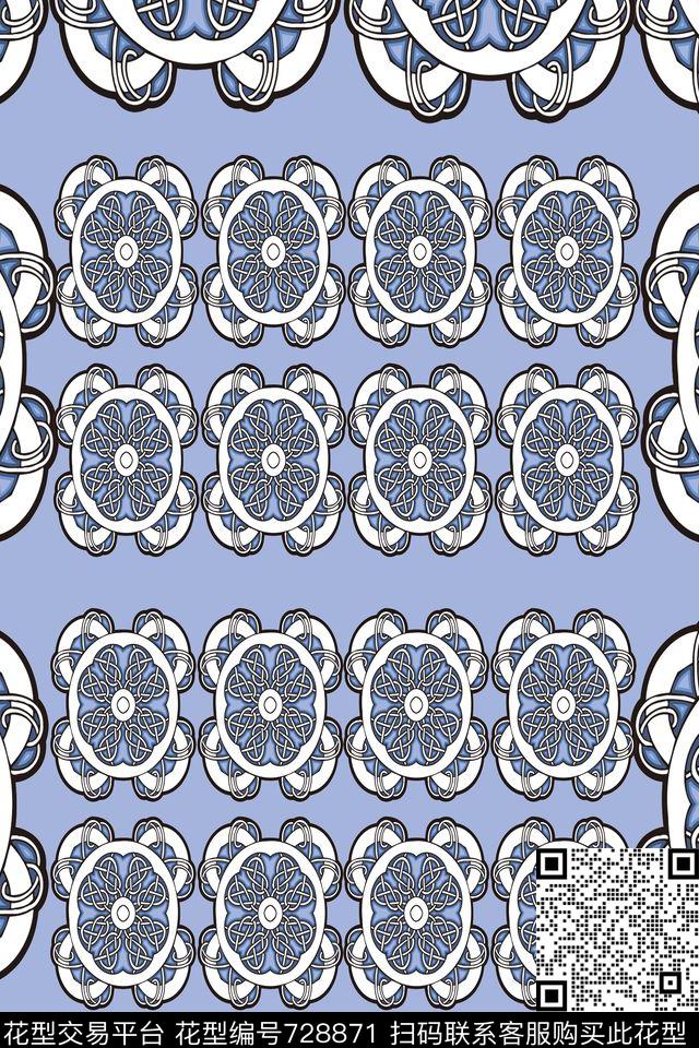 不规则几何民族风格子数码印花华亿平台下载（图片编号: 728871） - 瓦栏（Walan）
