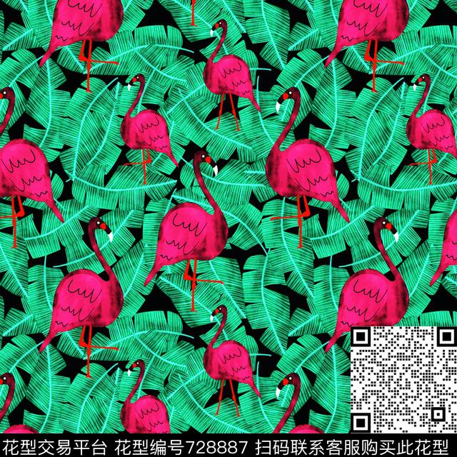 鸟树叶动物数码印花华亿平台下载（图片编号: 728887） - 瓦栏（Walan）