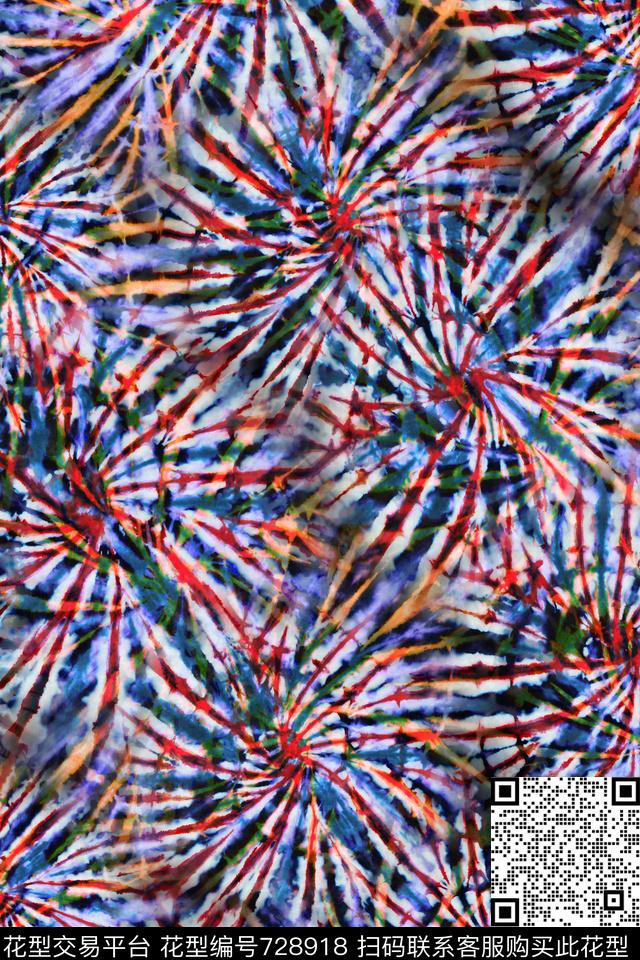 扎染华亿平台抽象漩涡数码印花华亿平台下载（图片编号: 728918） - 瓦栏（Walan）