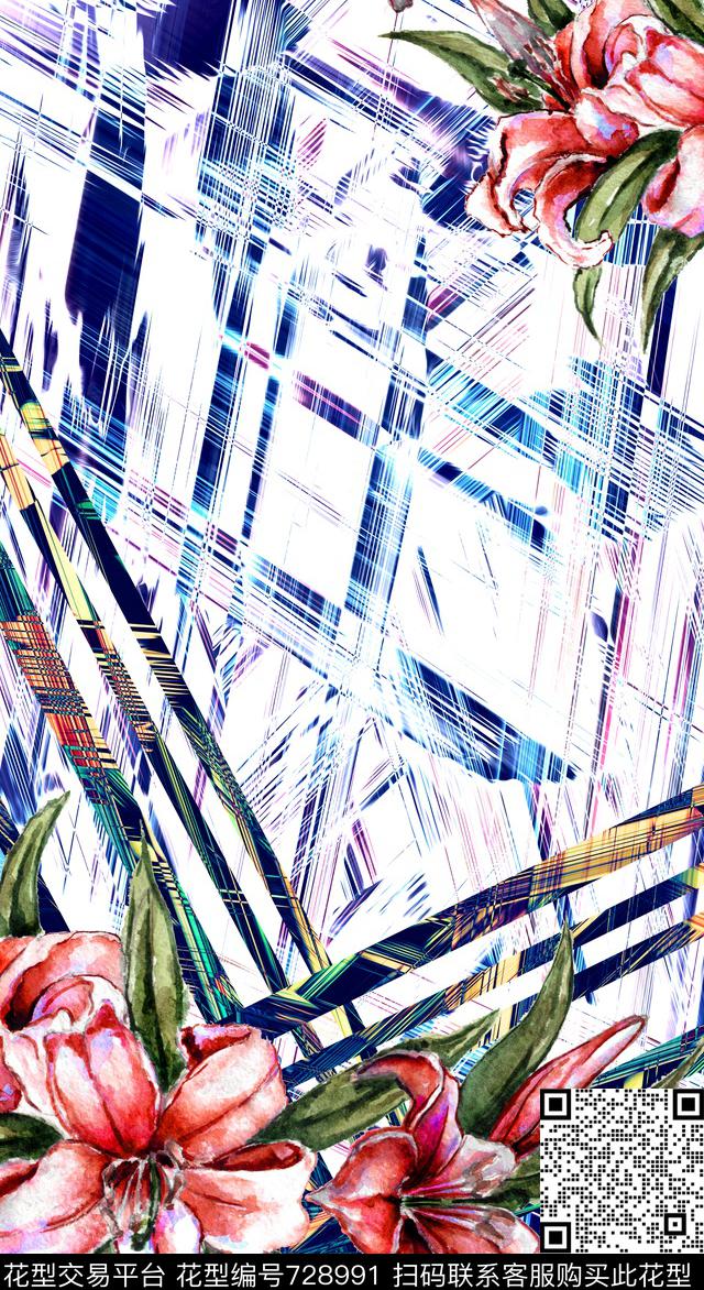 大花牡丹玫瑰数码印花华亿平台下载（图片编号: 728991） - 瓦栏（Walan）