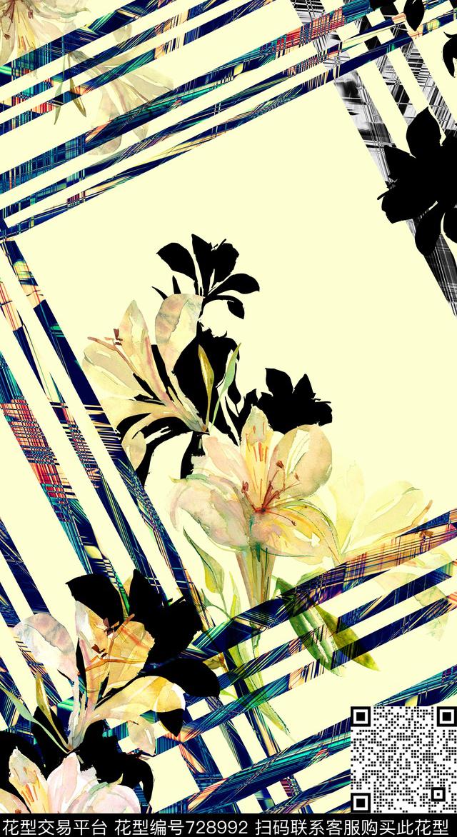 大花牡丹玫瑰数码印花华亿平台下载（图片编号: 728992） - 瓦栏（Walan）