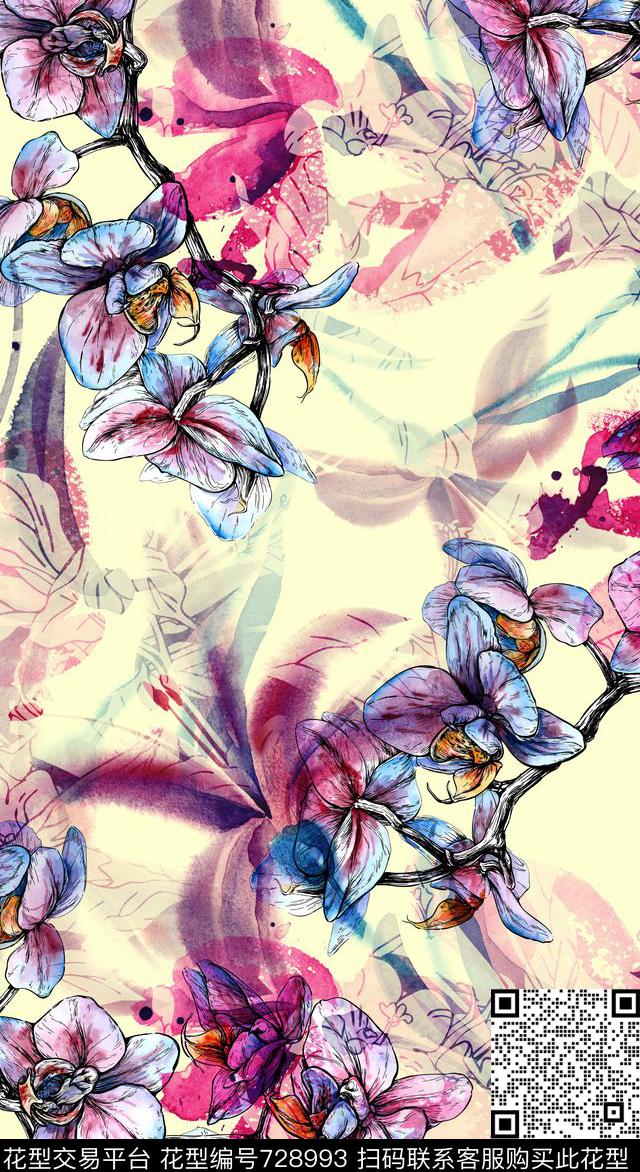 大花牡丹玫瑰数码印花华亿平台下载（图片编号: 728993） - 瓦栏（Walan）