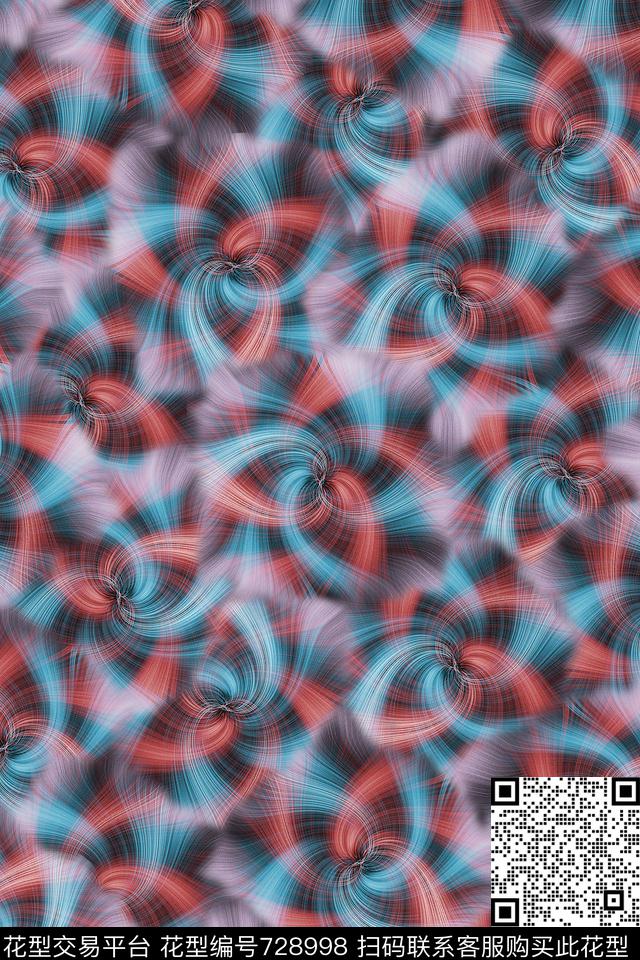 抽象纹理炫彩数码印花华亿平台下载（图片编号: 728998） - 瓦栏（Walan）