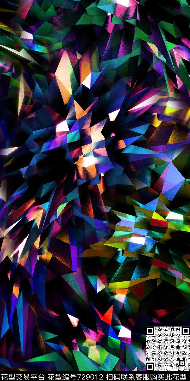 几何不规则几何色块数码印花华亿平台下载（图片编号: 729012） - 瓦栏（Walan）
