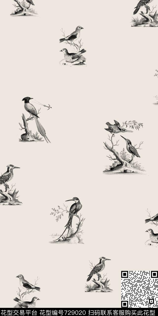 鸟花鸟走秀数码印花华亿平台下载（图片编号: 729020） - 瓦栏（Walan）