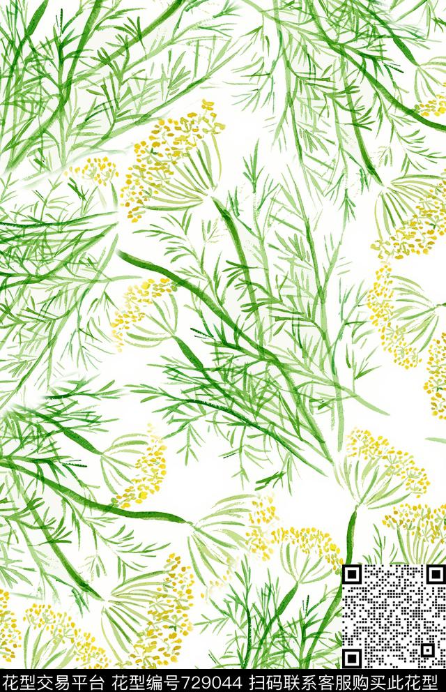 花卉不定位丝巾女装家纺数码印花华亿平台下载（图片编号: 729044） - 瓦栏（Walan）