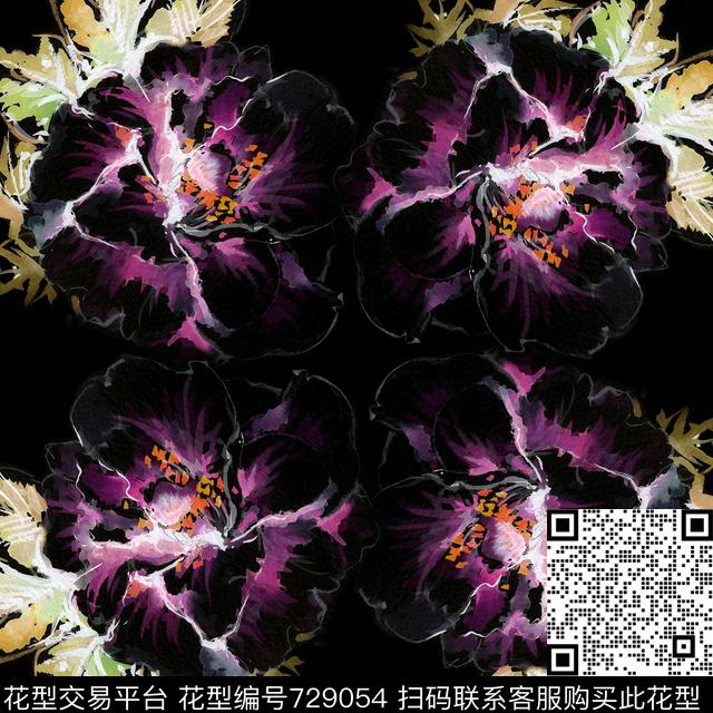 花卉时尚丝巾方巾数码印花华亿平台下载（图片编号: 729054） - 瓦栏（Walan）