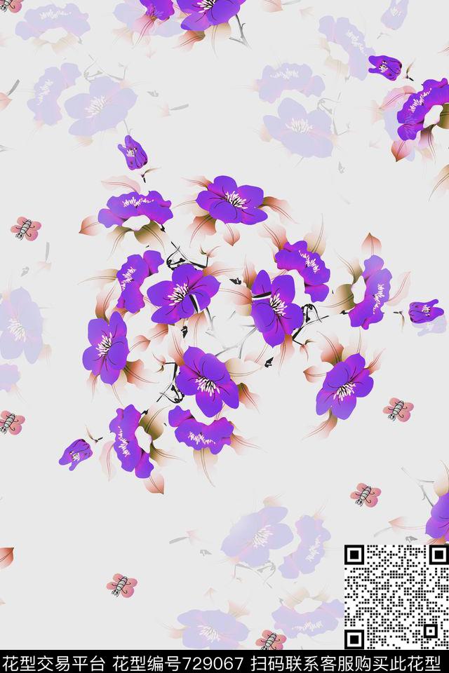 血红花卉透明花数码印花华亿平台下载（图片编号: 729067） - 瓦栏（Walan）