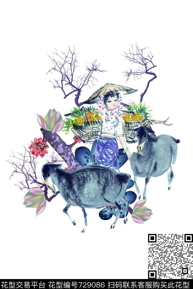 松树森林风景数码印花华亿平台下载（图片编号: 729086） - 瓦栏（Walan）