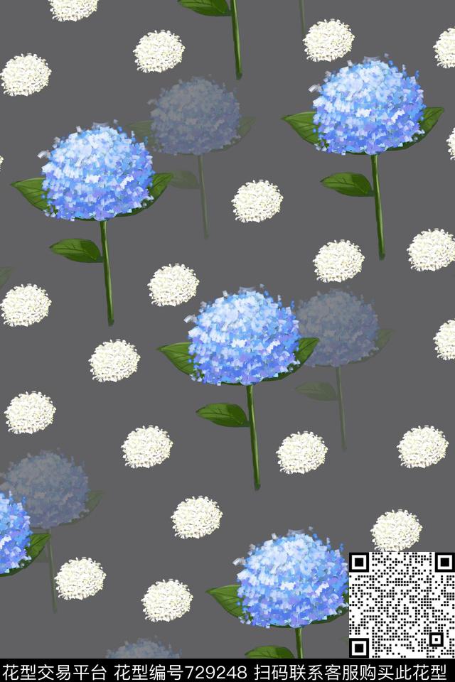 小碎花大花花卉数码印花华亿平台下载（图片编号: 729248） - 瓦栏（Walan）