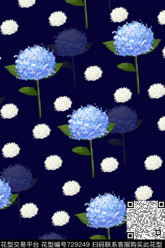 小碎花大花花卉数码印花华亿平台下载（图片编号: 729249） - 瓦栏（Walan）