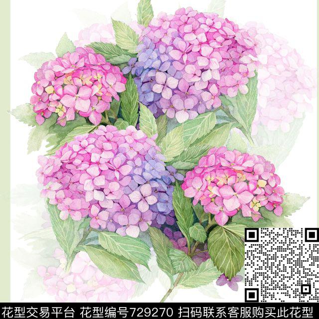 丝巾花朵花卉数码印花华亿平台下载（图片编号: 729270） - 瓦栏（Walan）