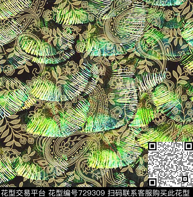 paisley火腿花植物数码印花华亿平台下载（图片编号: 729309） - 瓦栏（Walan）