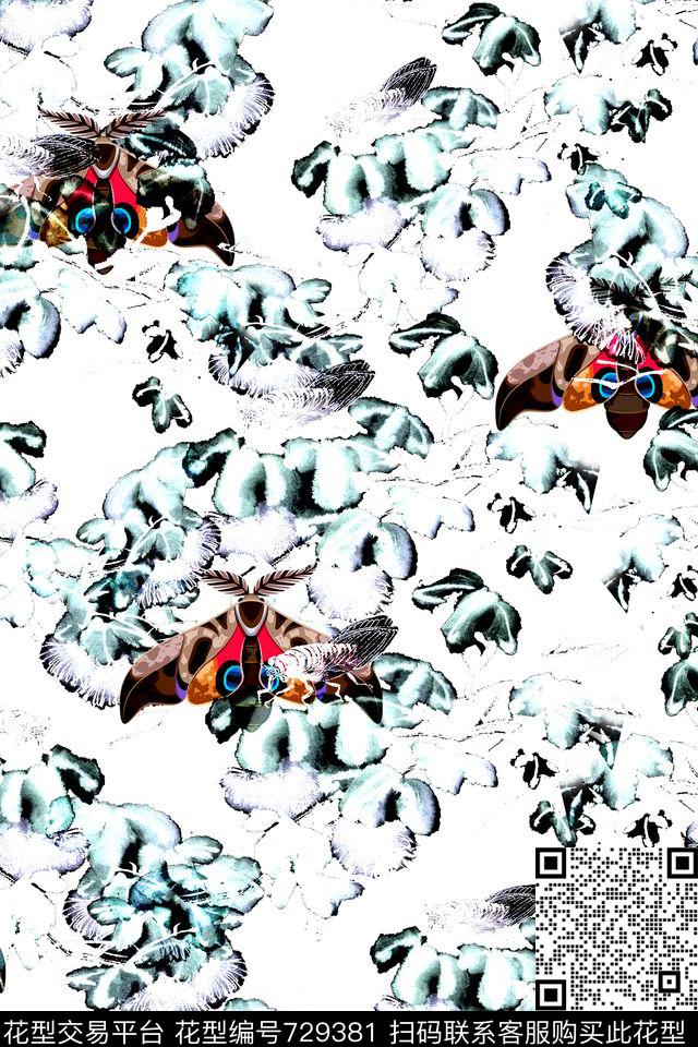 花卉抽象昆虫动物数码印花华亿平台下载（图片编号: 729381） - 瓦栏（Walan）