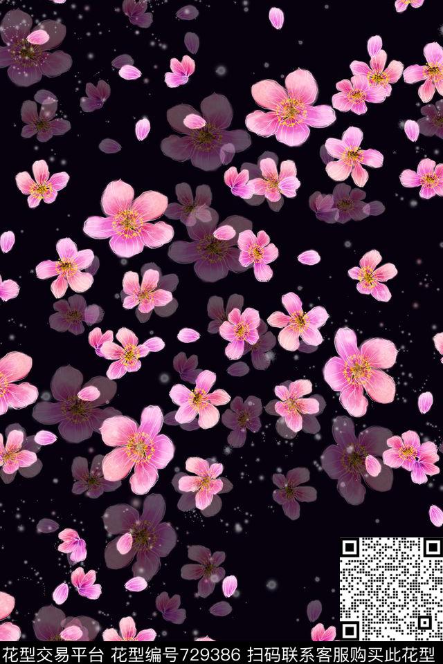 小碎花星星花瓣数码印花华亿平台下载（图片编号: 729386） - 瓦栏（Walan）