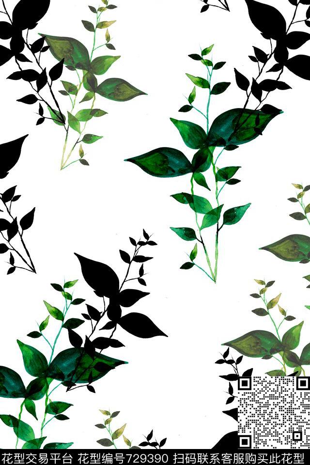 植物叶子树叶3数码印花华亿平台下载（图片编号: 729390） - 瓦栏（Walan）