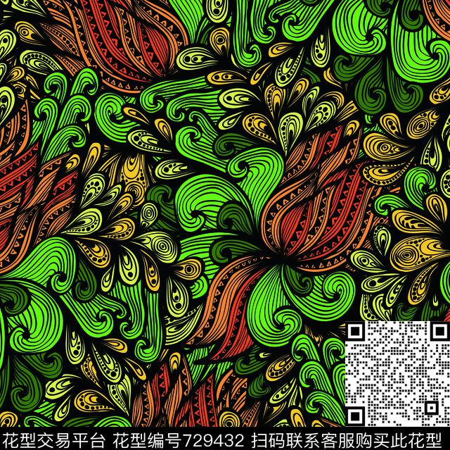 乱花花卉花瓣数码印花华亿平台下载（图片编号: 729432） - 瓦栏（Walan）