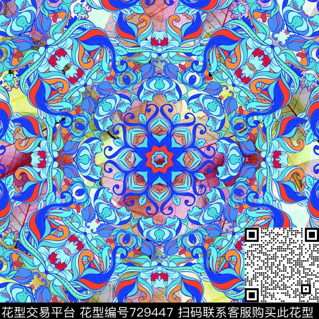 乱花花卉花瓣数码印花华亿平台下载（图片编号: 729447） - 瓦栏（Walan）