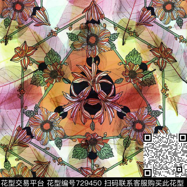 乱花花卉花瓣数码印花华亿平台下载（图片编号: 729450） - 瓦栏（Walan）