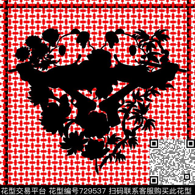 玫瑰格子竹子数码印花华亿平台下载（图片编号: 729537） - 瓦栏（Walan）