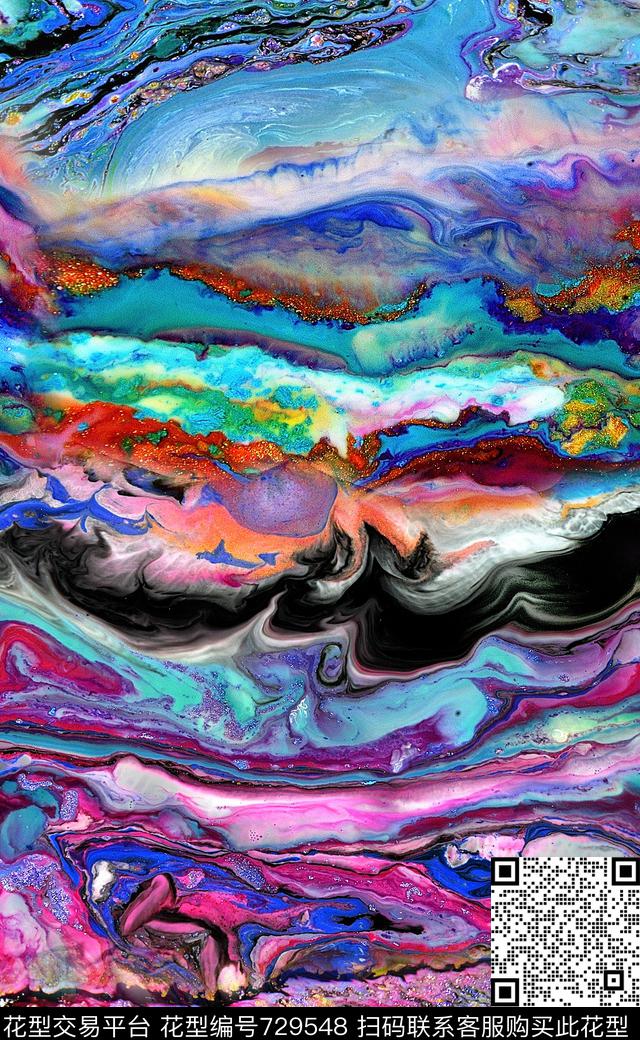 抽象条纹肌理数码印花华亿平台下载（图片编号: 729548） - 瓦栏（Walan）