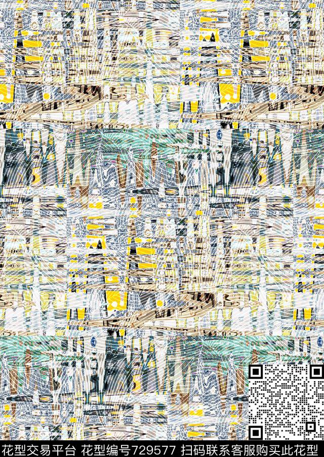 马赛克小方块不规则几何数码印花华亿平台下载（图片编号: 729577） - 瓦栏（Walan）