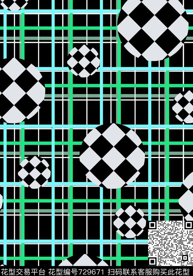 线条圆形方形传统印花华亿平台下载（图片编号: 729671） - 瓦栏（Walan）