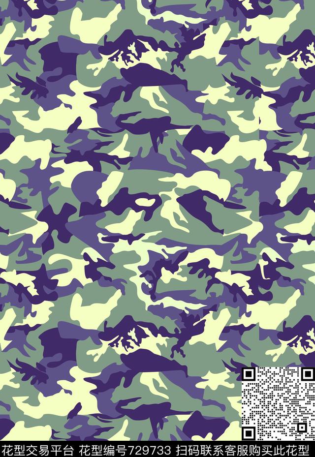 不规则几何几何迷彩传统印花华亿平台下载（图片编号: 729733） - 瓦栏（Walan）