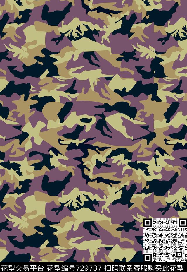 不规则几何几何迷彩传统印花华亿平台下载（图片编号: 729737） - 瓦栏（Walan）