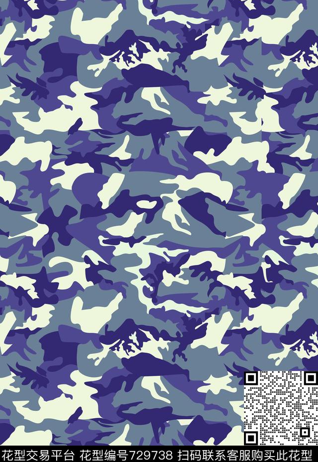 不规则几何几何迷彩传统印花华亿平台下载（图片编号: 729738） - 瓦栏（Walan）