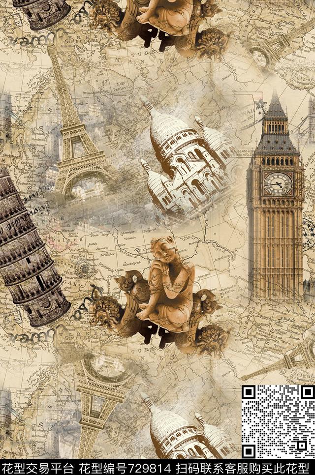 时尚女装装印花VIP特区欧式宫廷风数码印花华亿平台下载（图片编号: 729814） - 瓦栏（Walan）